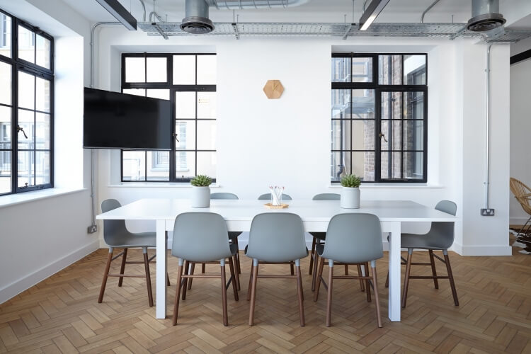 white themed office conference room